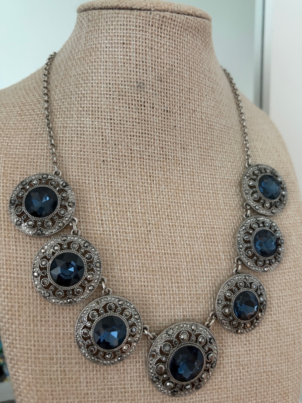 Vintage Crown Trifari Blue Cabochon Medallions 1960
